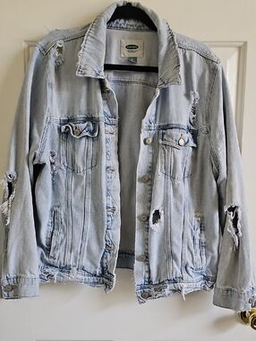 Old Navy Light Wash Distressed Denim Jacket XL/TG